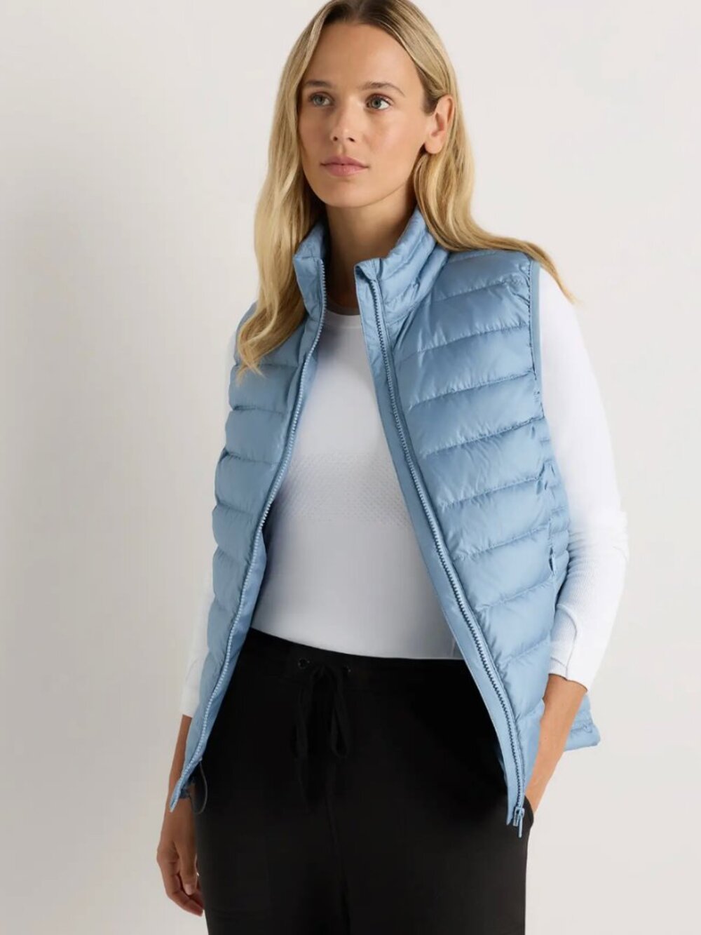 Quince Lightweight Down Packable Puffer Vest in Dewstone Blue| Size Small